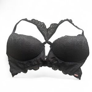 VS Victoria’s Secret pink / black date Push up bra Lace Bralette Large plunge